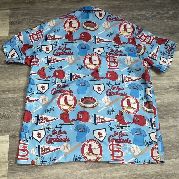 St Louis Cardinals Button Up Shirt Extra Large Adult Blue Baseball MLB Mens XL - Picture 5 of 5